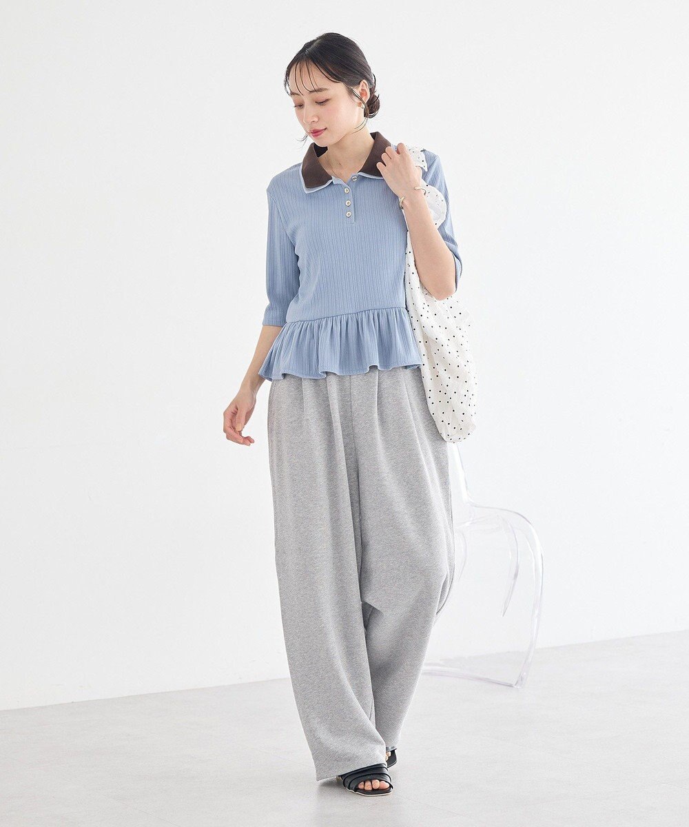 earth music&ecology ダブル衿ペプラムプルオーバー 