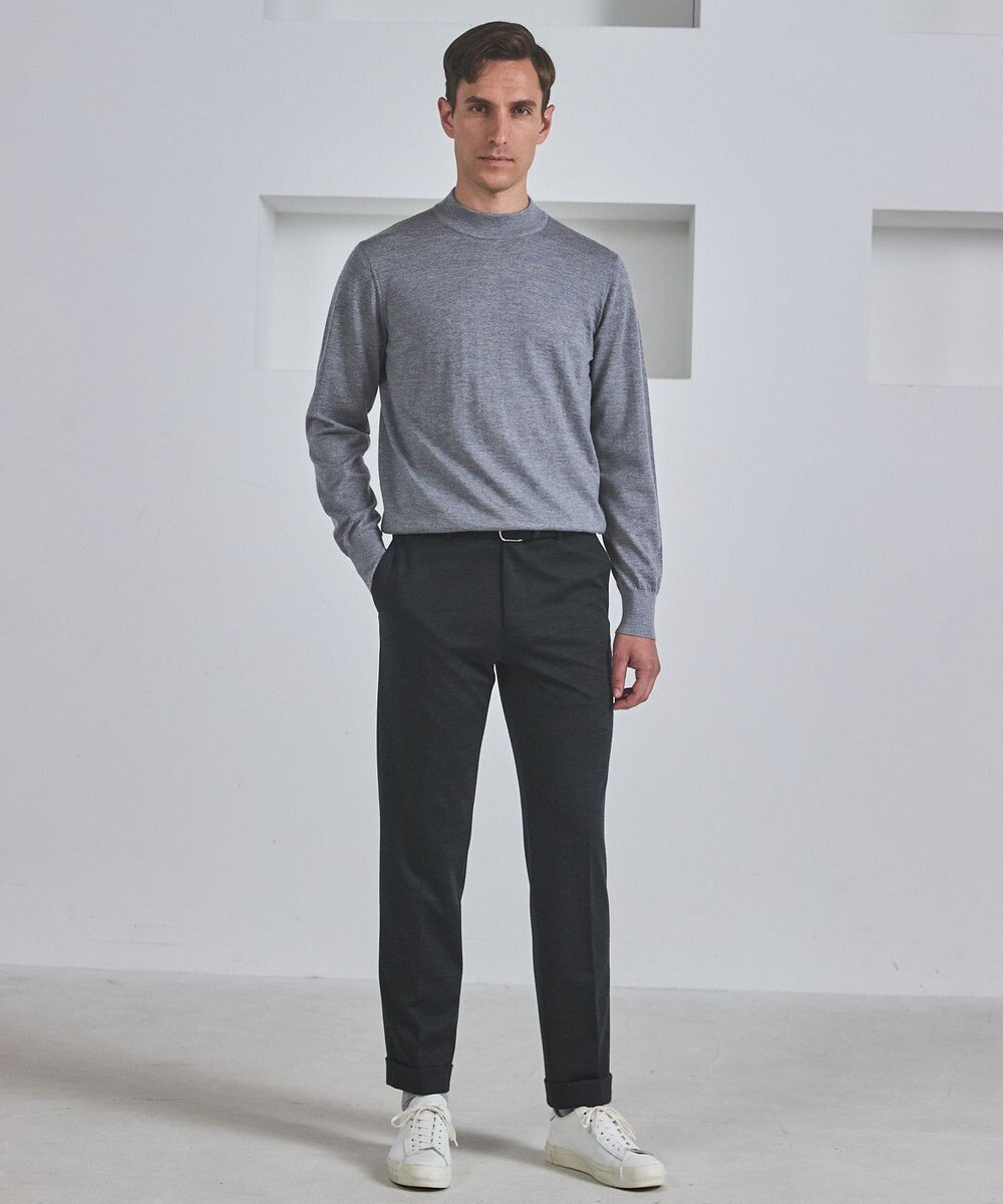 GOTAIRIKU 25年新作【洗える/チクチクしにくい/ピリングしにくい】イタリア糸 ハイゲージ カバーネックニット_WOOL100％ 