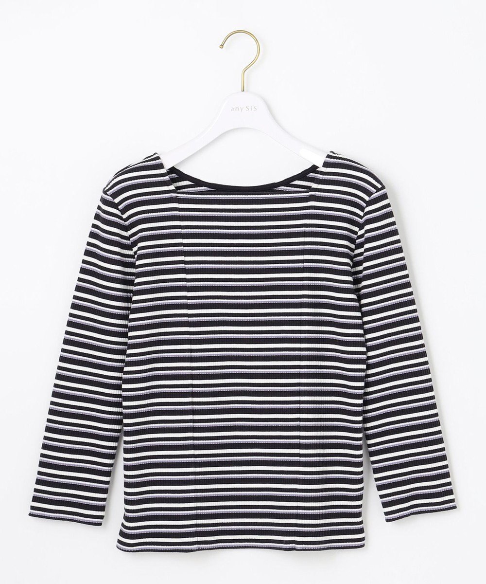 ANY SIS 【前後着用可】マルチボーダー2WAYテレコ カットソー 