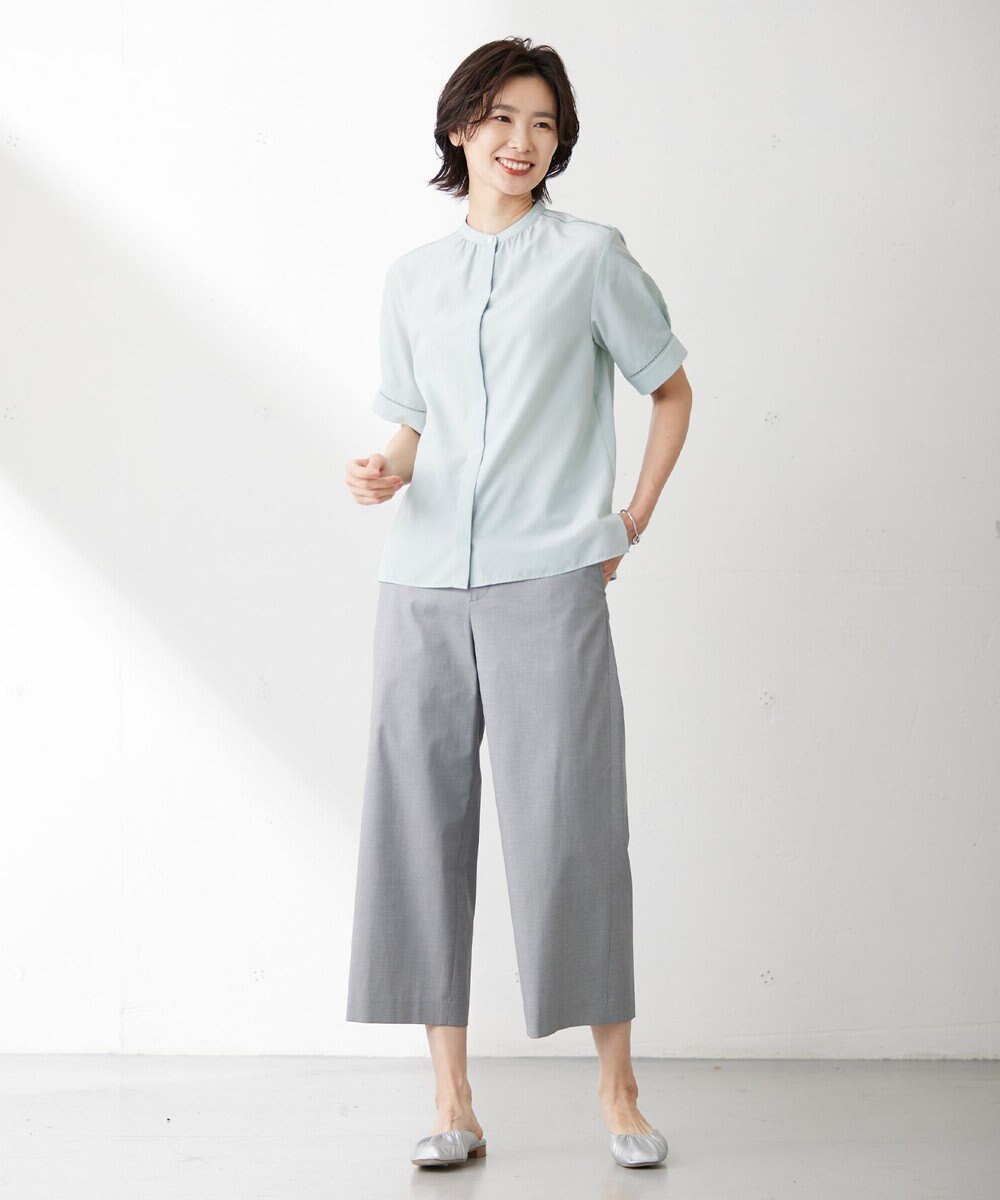 J.PRESS LADIES 【洗える・イージーケア】ライトタンブラー バンドカラー ブラウス 