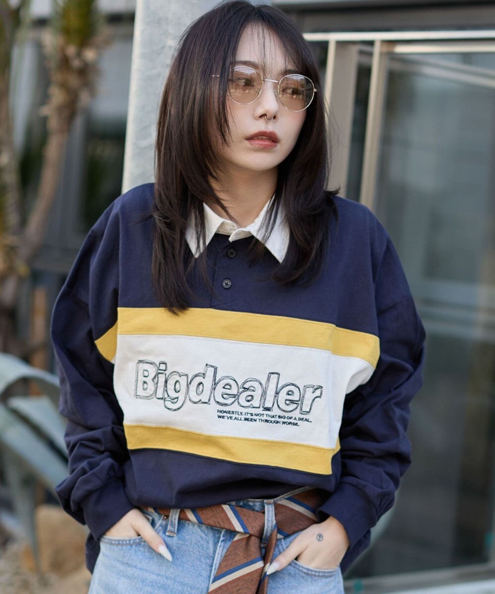 WEGO 【ユニセックス着用ITEM】ステッチロゴラガーシャツ 