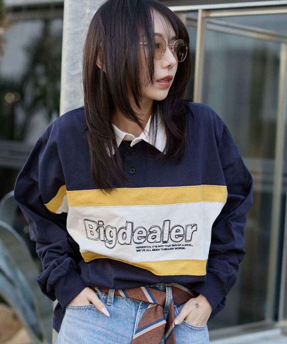 WEGO 【ユニセックス着用ITEM】ステッチロゴラガーシャツ 