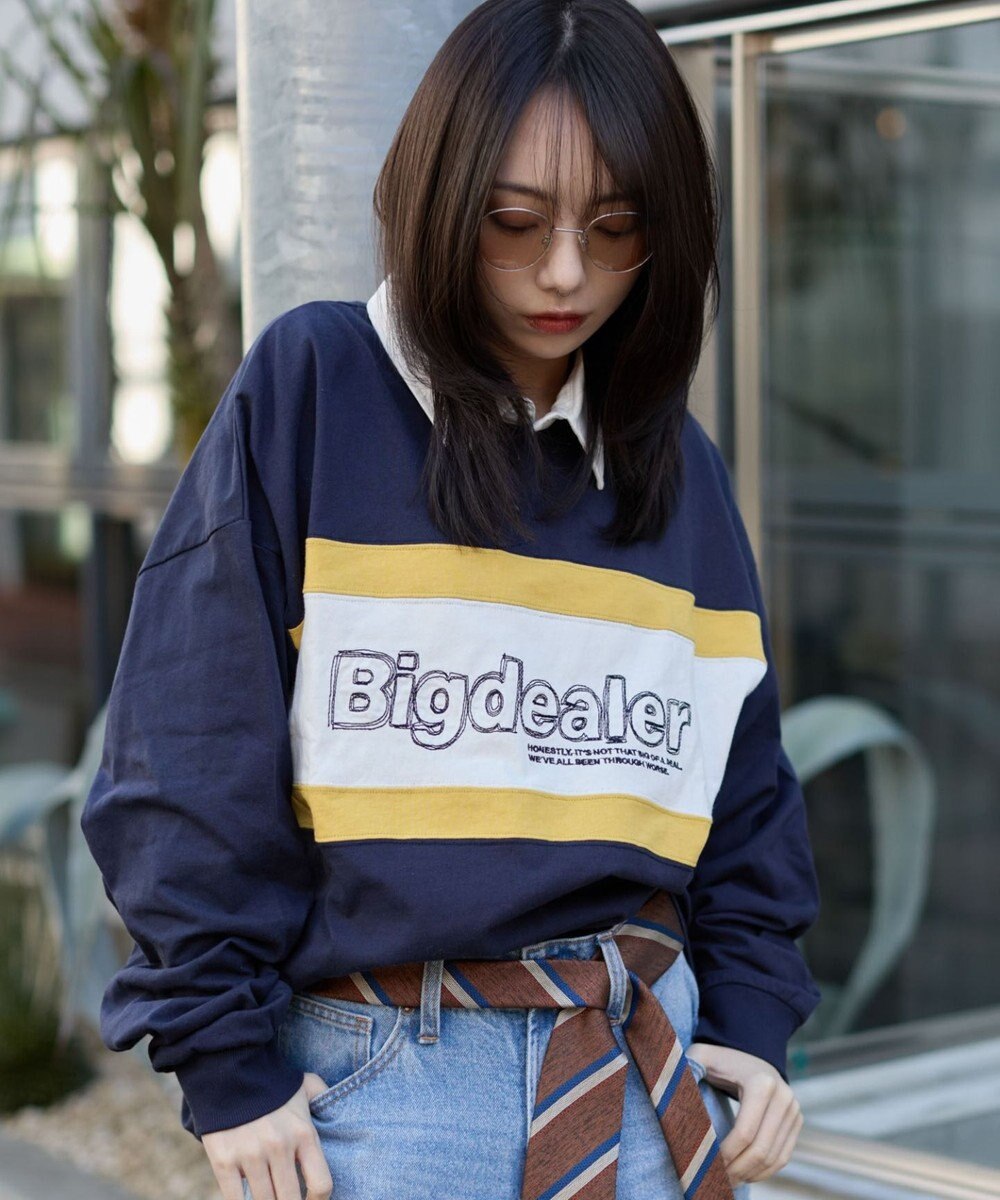WEGO 【ユニセックス着用ITEM】ステッチロゴラガーシャツ 