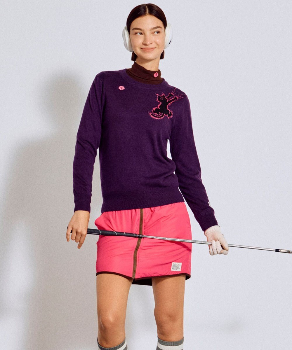 PW CIRCULUS 【WOMEN】Spark cat クルーネックニット ゴルフウェア レディース 