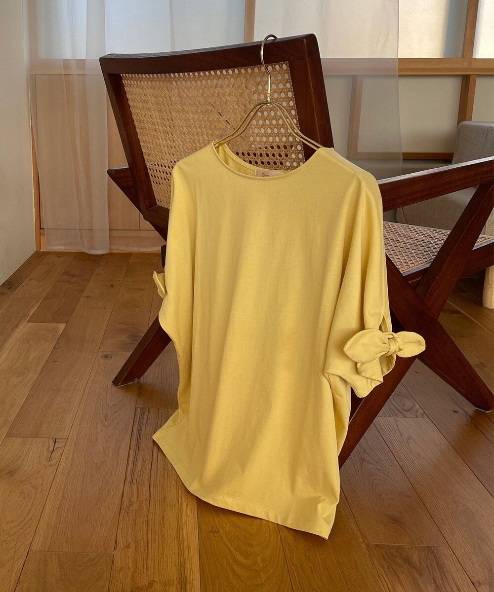 Feroux 【UVケア】リボンスリーブドルマン Tシャツ 