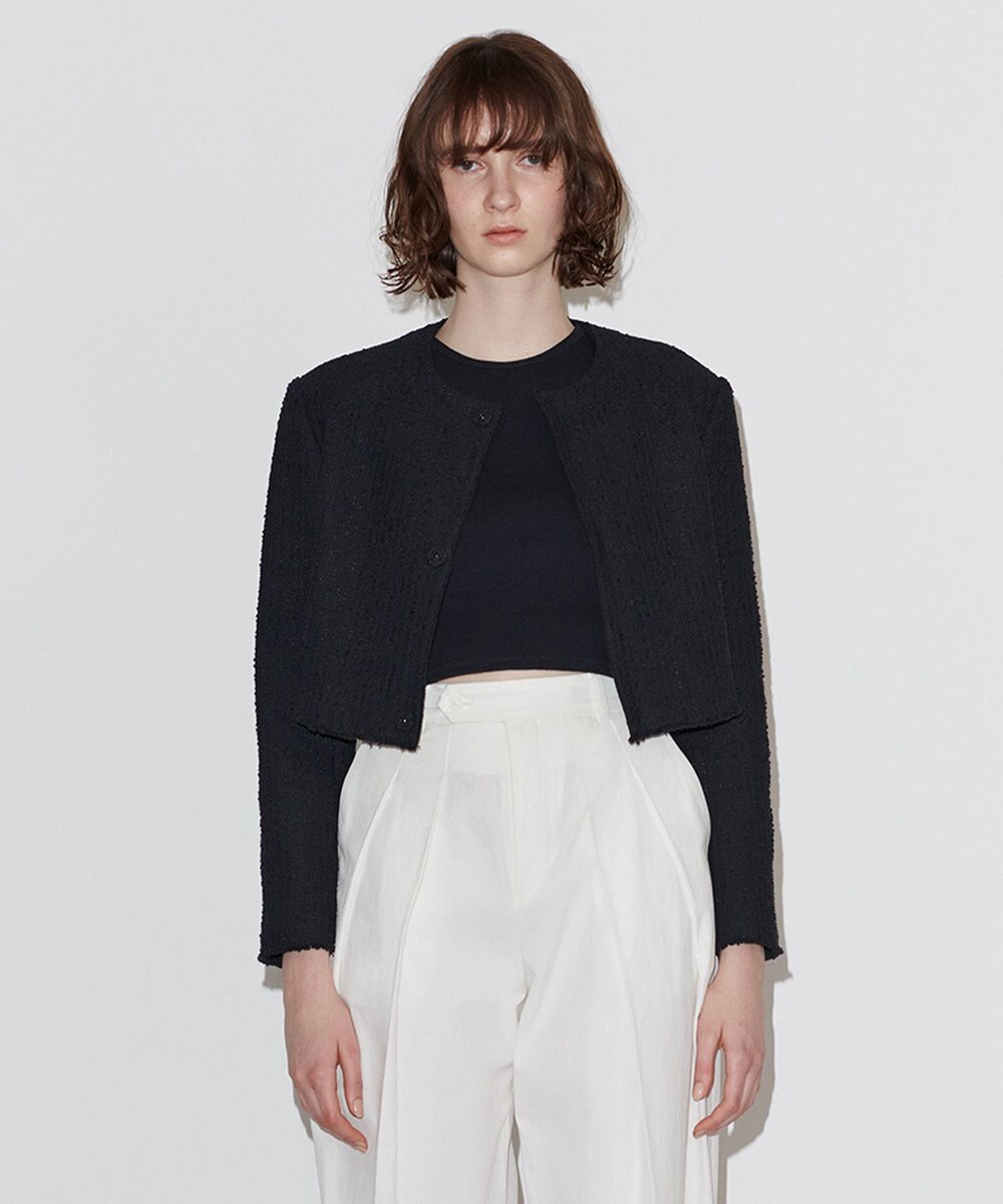 NAVE 【Nave】ストライプツィード クロップドジャケット 