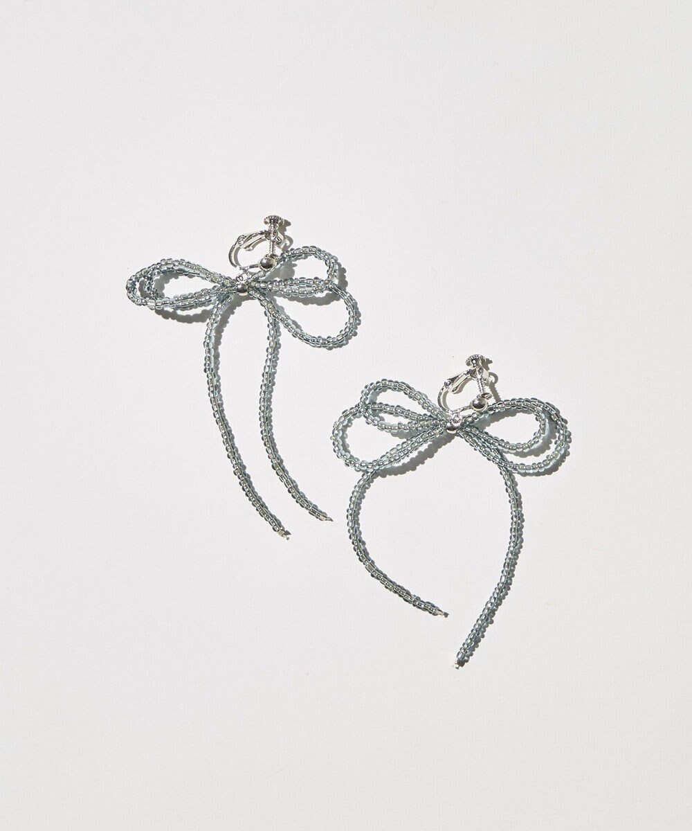 AMERICAN HOLIC ビーズレイーヤードリボンイヤリング 