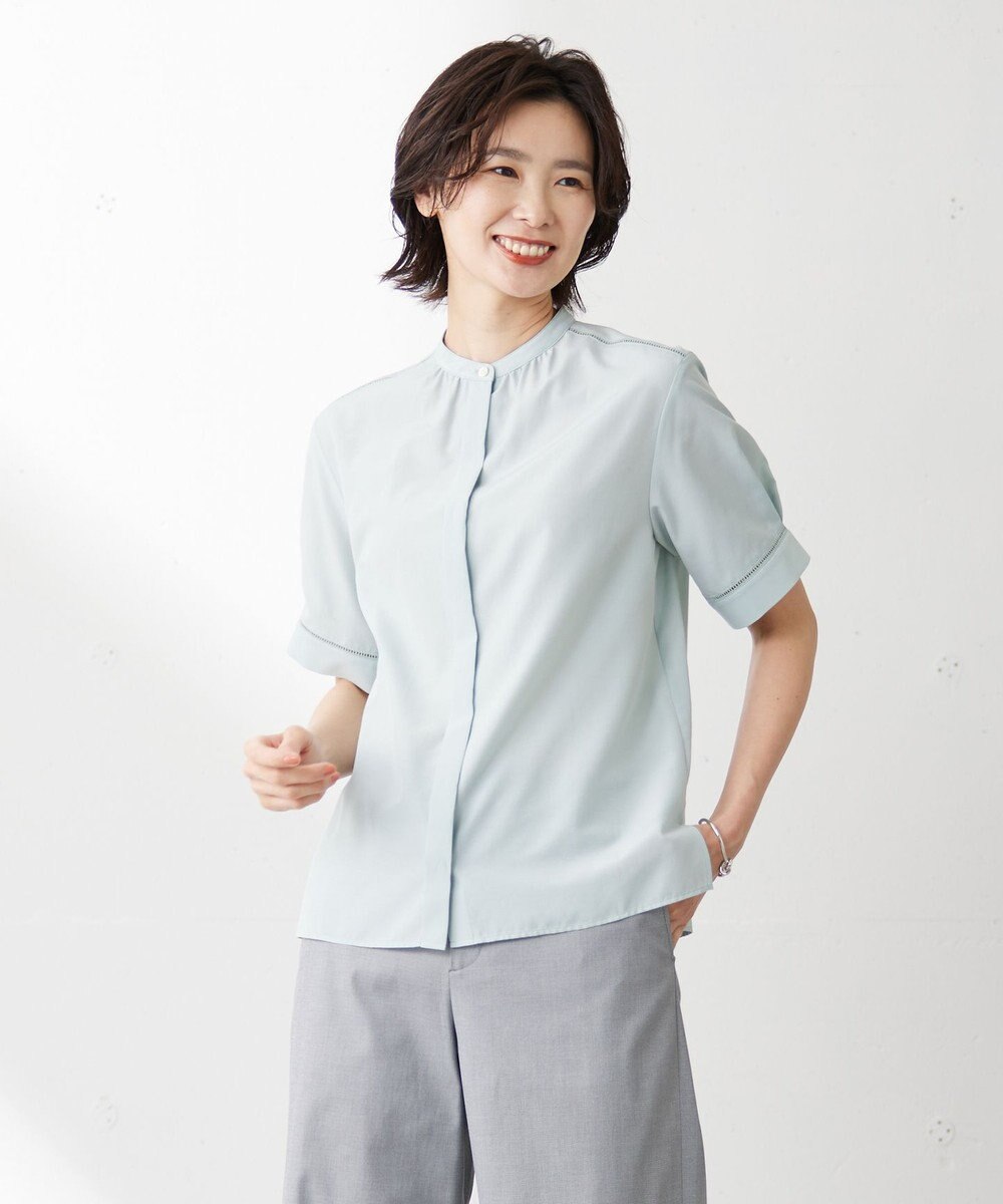 J.PRESS LADIES S 【洗える・イージーケア】ライトタンブラー バンドカラー ブラウス 