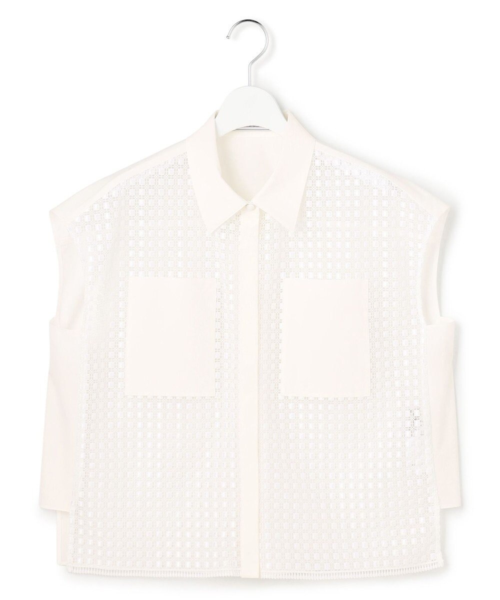 ICB L 【WEB＆一部店舗限定】 SustainableSquareLace フレンチスリーブシャツ 