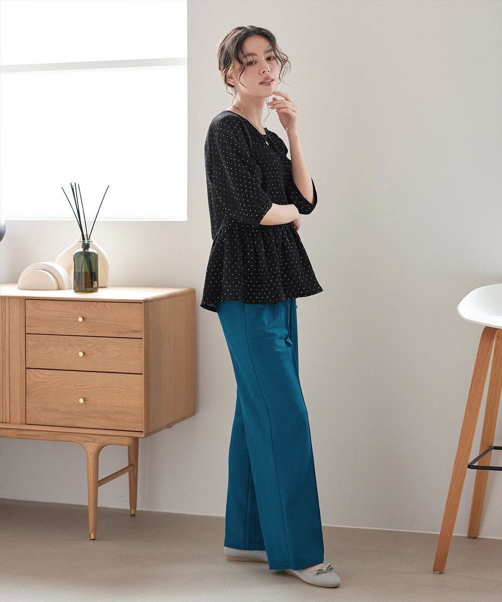 Tiaclasse 【洗える】楊柳ドットギャザーブラウス 