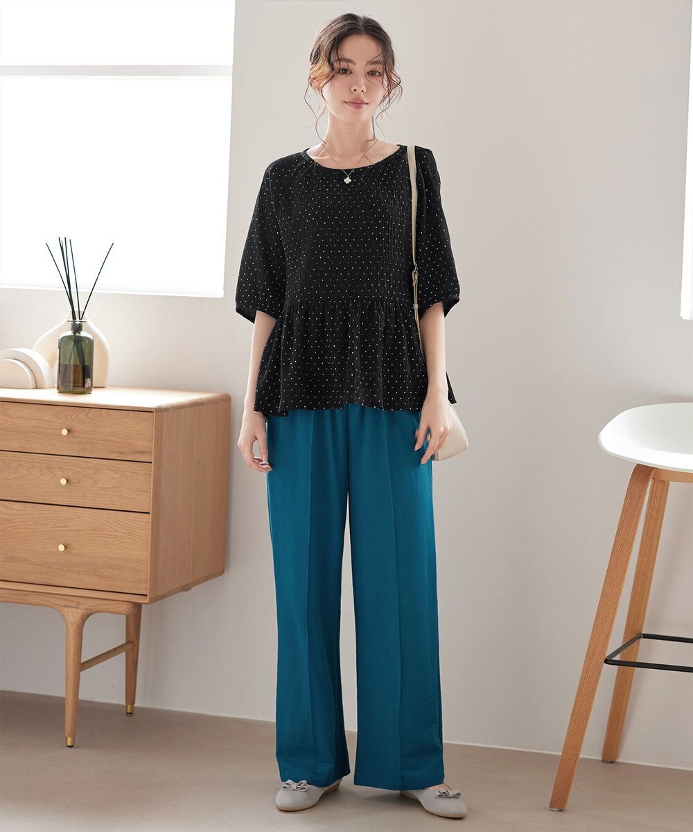 Tiaclasse 【洗える】楊柳ドットギャザーブラウス 