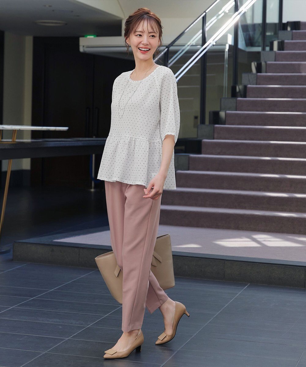 Tiaclasse 【洗える】楊柳ドットギャザーブラウス 