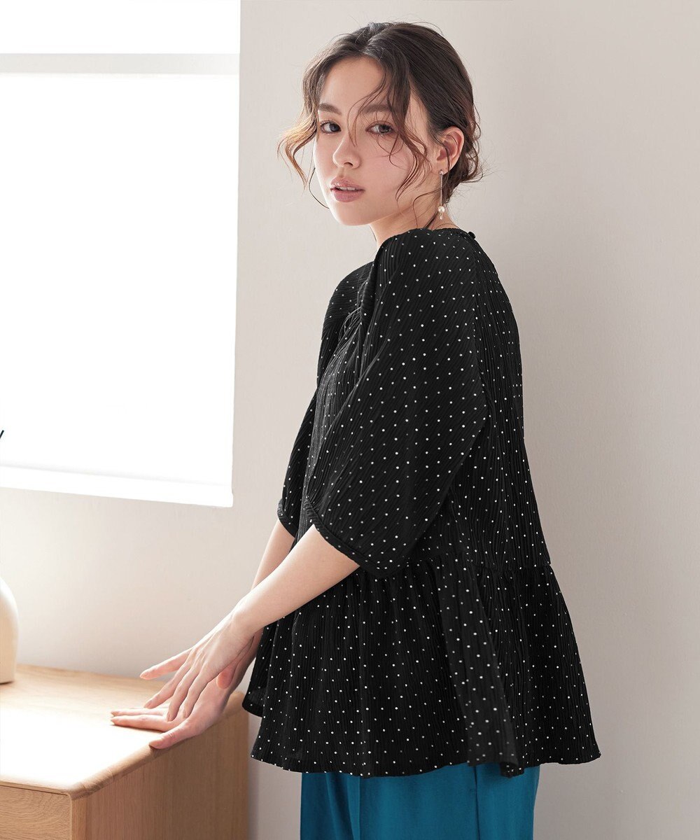 Tiaclasse 【洗える】楊柳ドットギャザーブラウス 