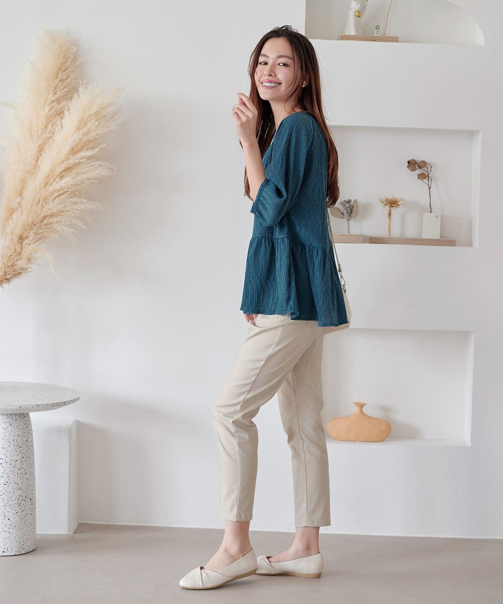 Tiaclasse 【洗える】楊柳ドットギャザーブラウス 