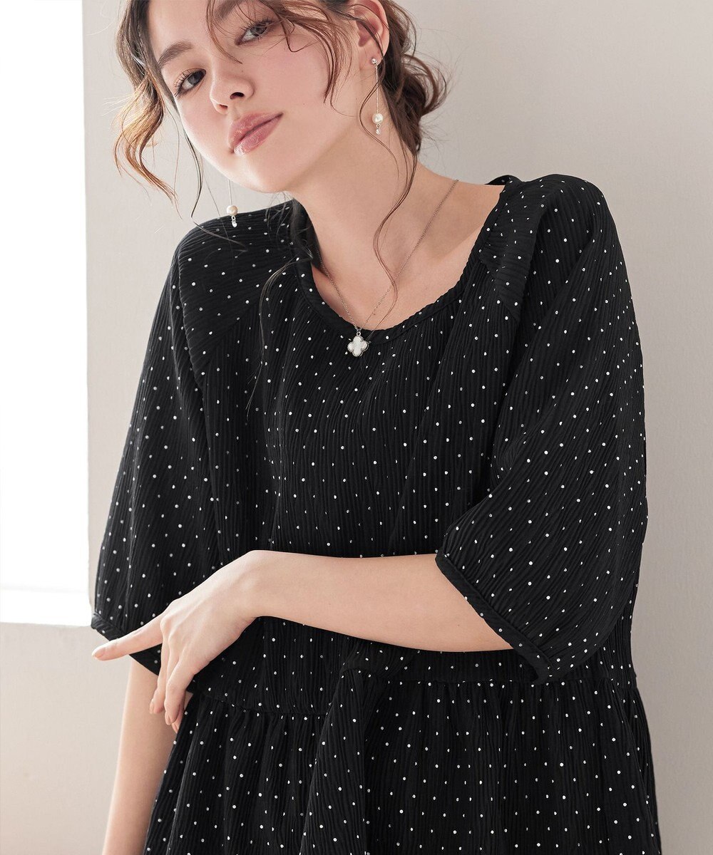Tiaclasse 【洗える】楊柳ドットギャザーブラウス 