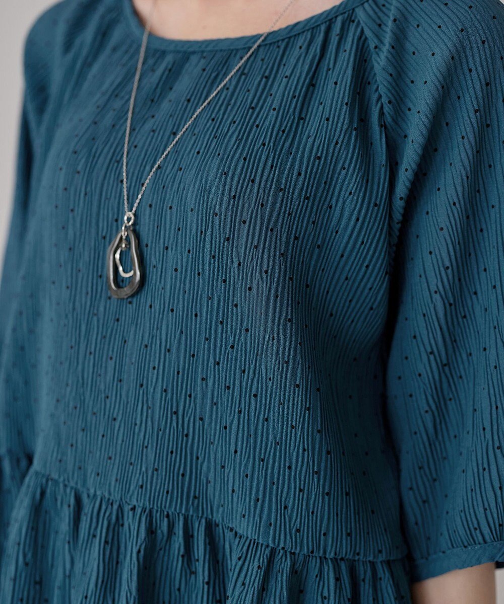 Tiaclasse 【洗える】楊柳ドットギャザーブラウス 