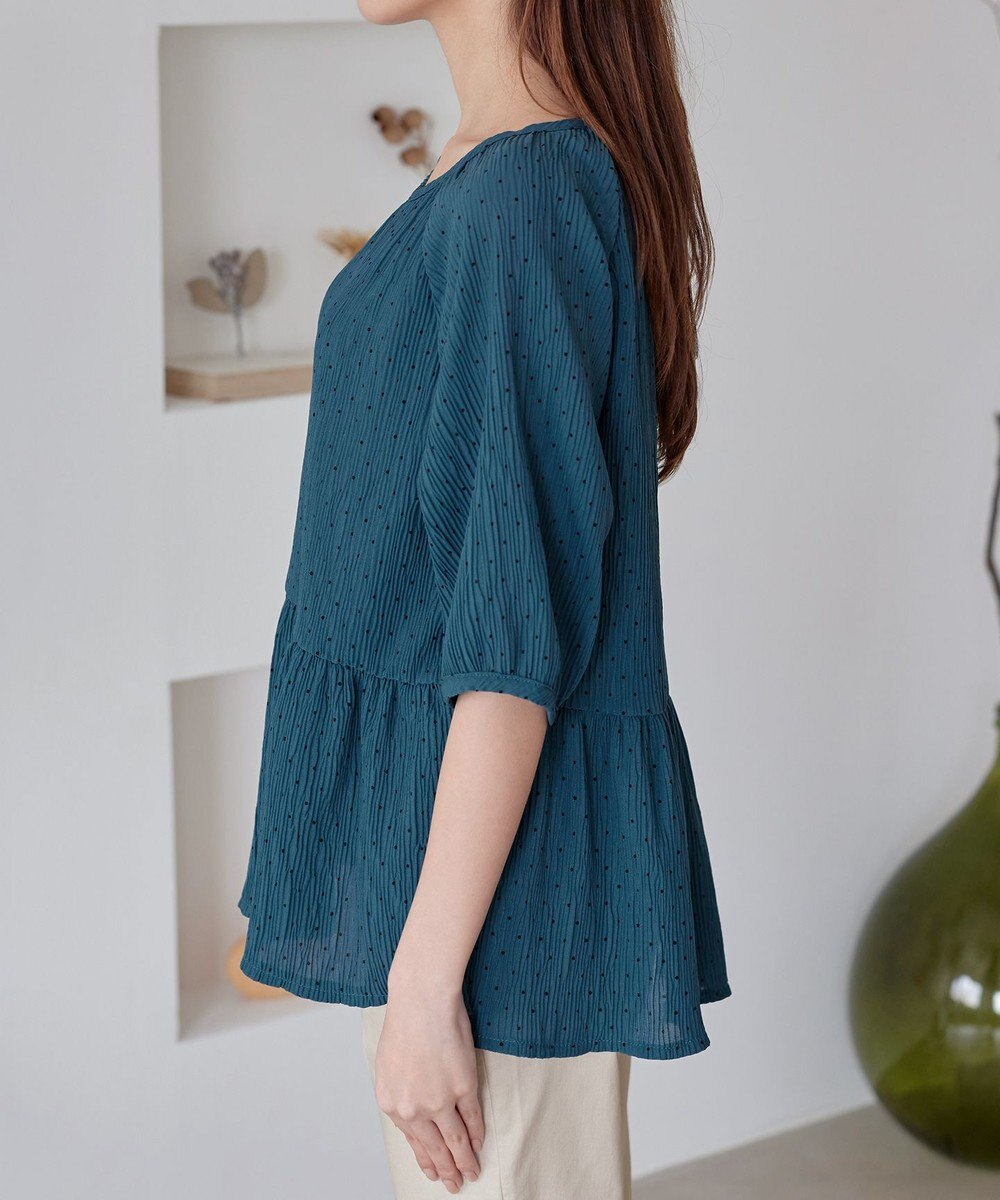 Tiaclasse 【洗える】楊柳ドットギャザーブラウス 