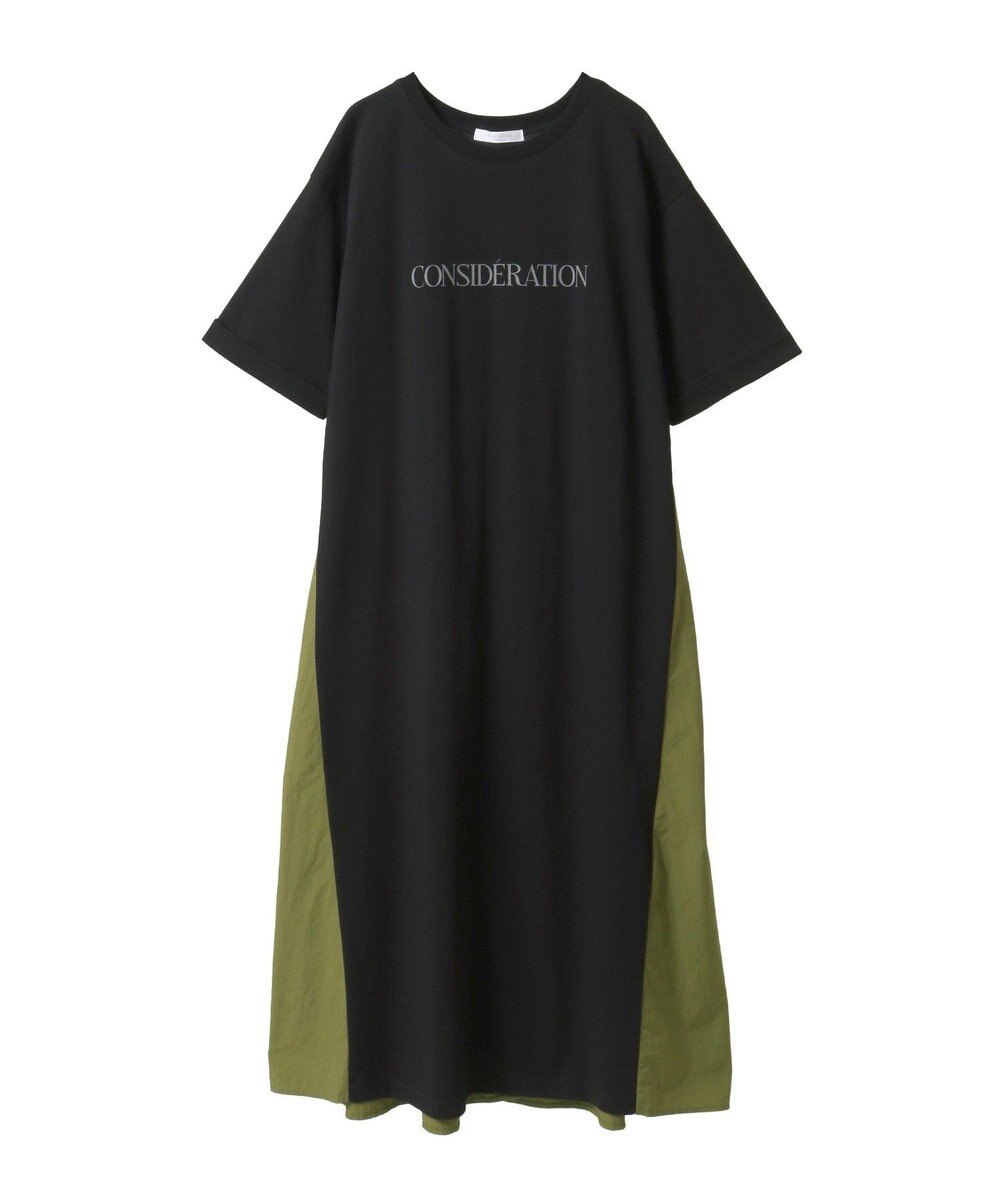 Green Parks ナイロンドッキングロゴワンピース 