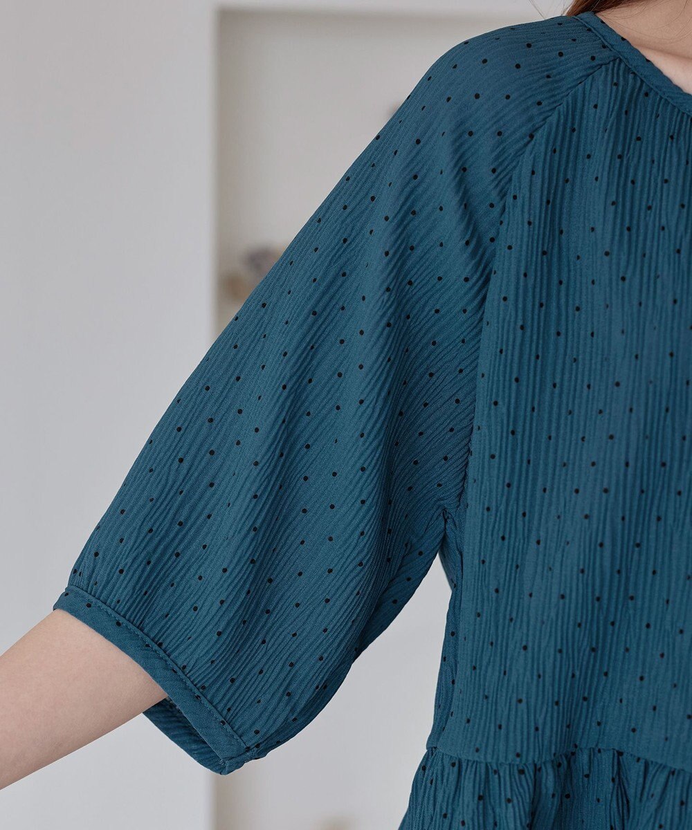 Tiaclasse 【洗える】楊柳ドットギャザーブラウス 