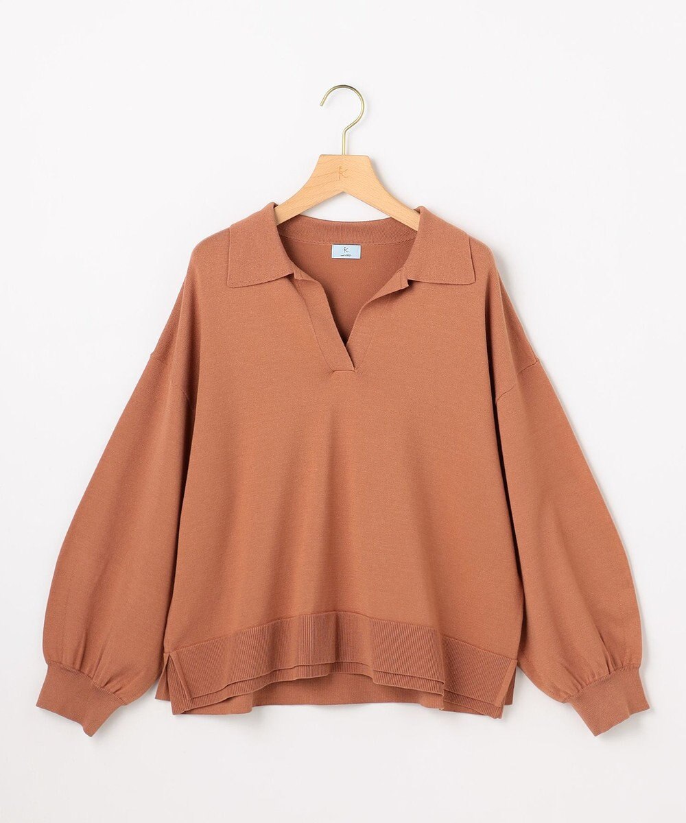 組曲 S 【加藤ローサさん着用】ポロ襟ストレッチニット 