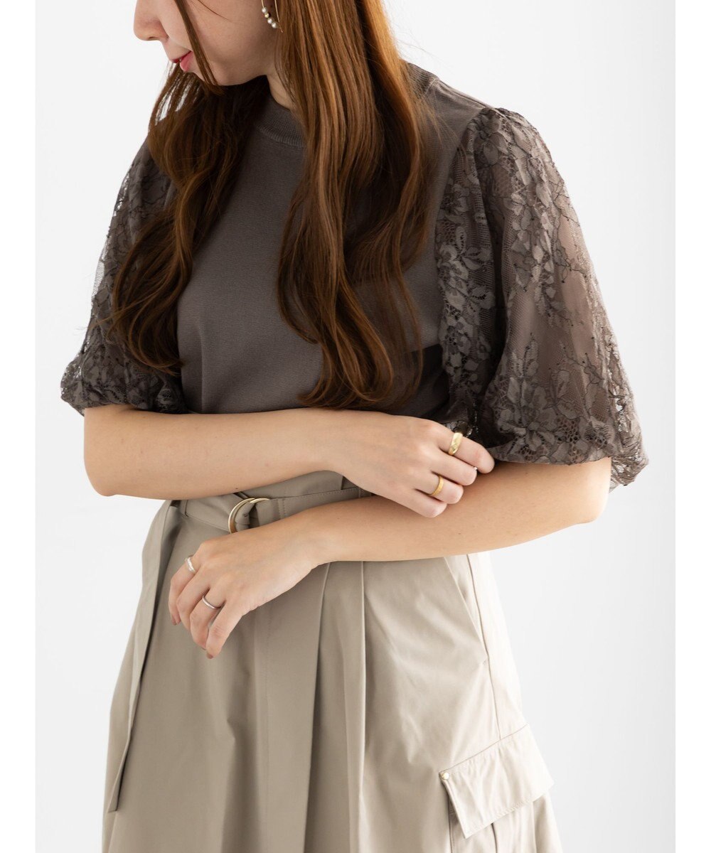 Te chichi レースバルーンスリーブニット 