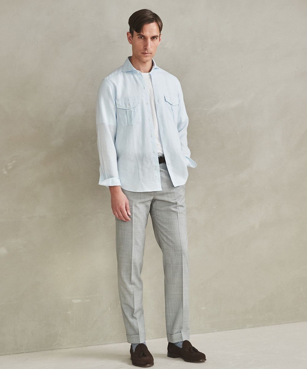 GOTAIRIKU ノルマンディリネン使用【洗える】カッタウェイカラー ソフトリネンシャツ 