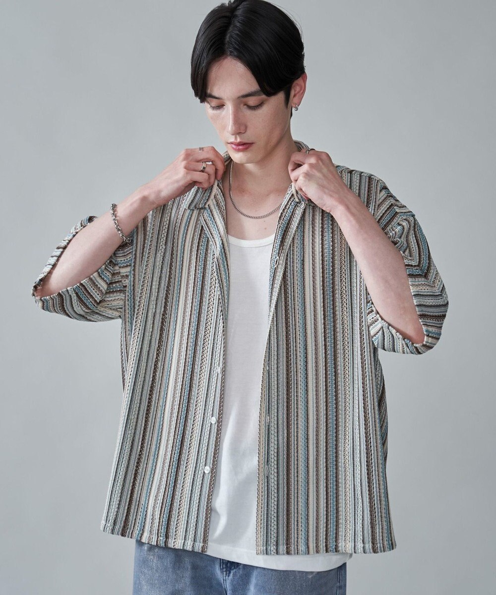 WEGO ストライプメッシュBIGシャツ（SS） 