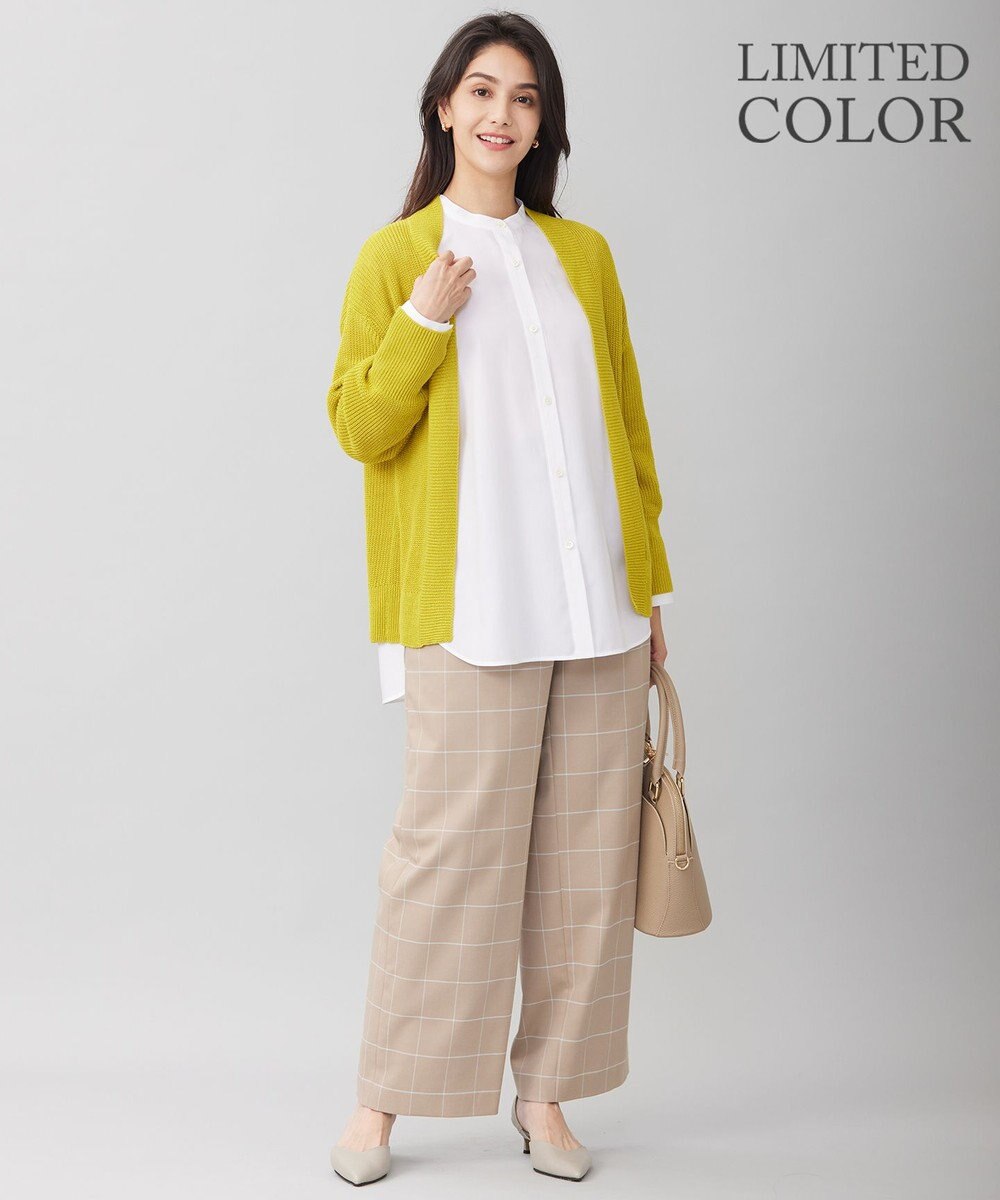 自由区 【WEB限定カラーあり・洗える】リネンミドルゲージニット カーディガン 
