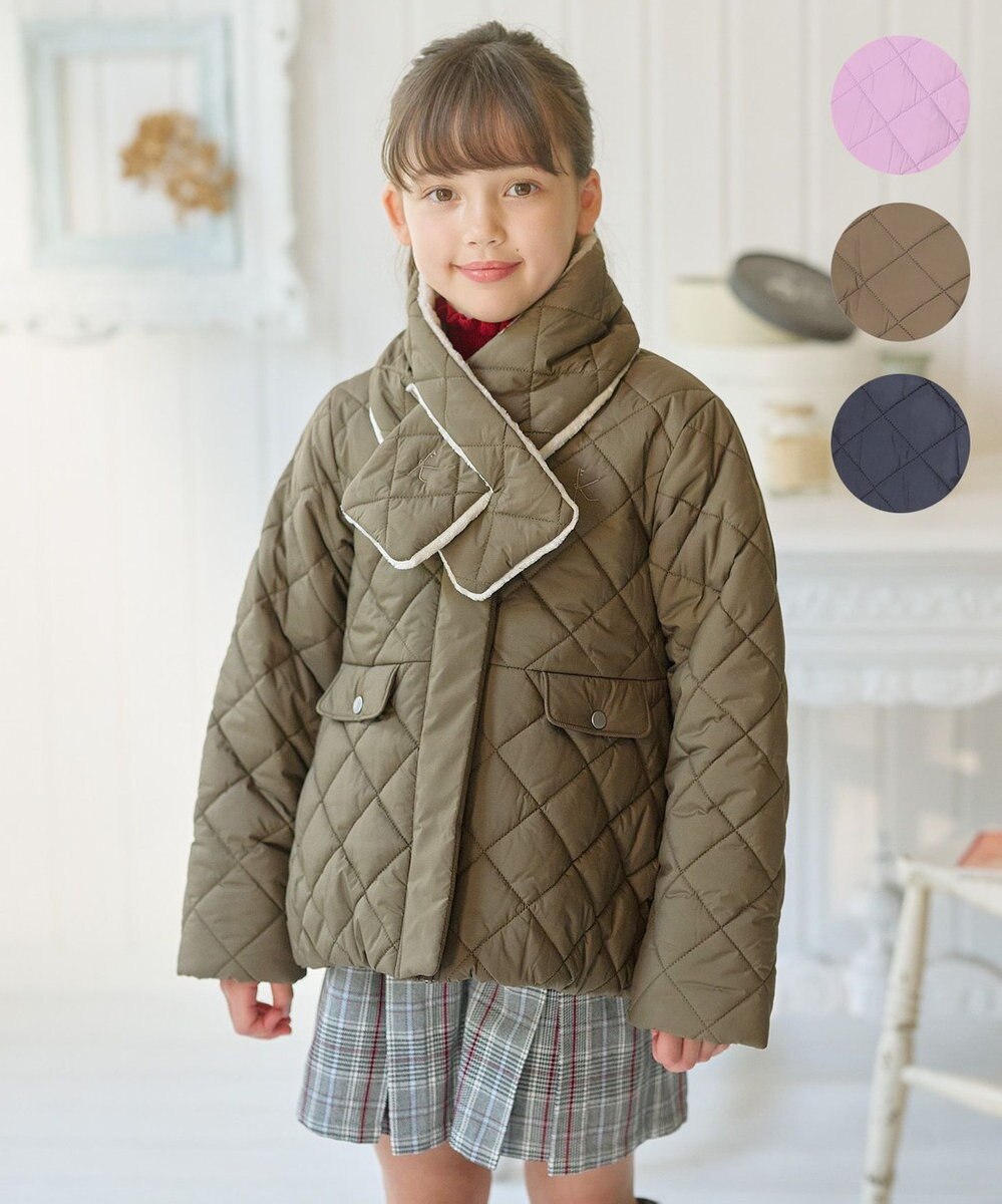 組曲 KIDS 【150-170㎝】マフラー付き中綿キルト アウター 