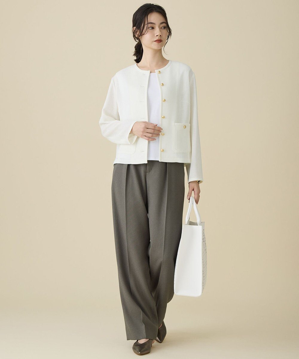 自由区 L 【セットアップ対応】リネンライクシンセティックワイドストレート パンツ 