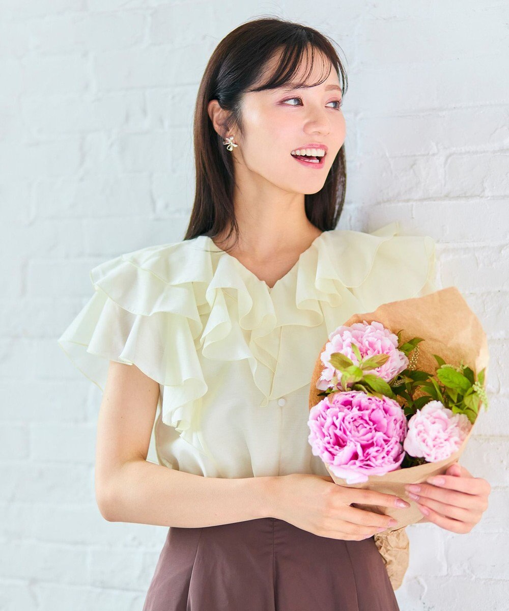 Feroux 【洗える】エアリーフリル ブラウス 