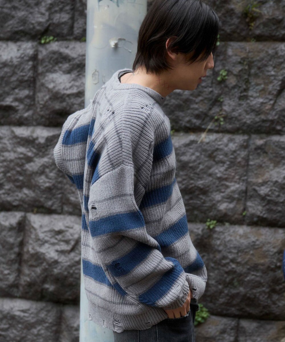 WEGO 【ユニセックス着用ITEM】アゼアミボーダーニットプルオーバー 