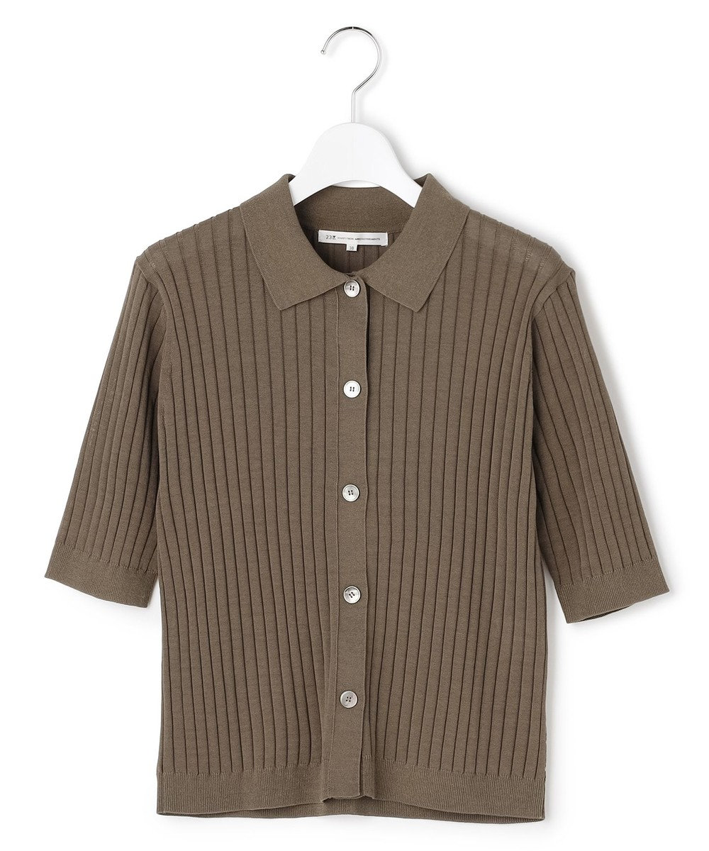 23区 【先行予約】ワイドリブ 五分袖 ポロニット 