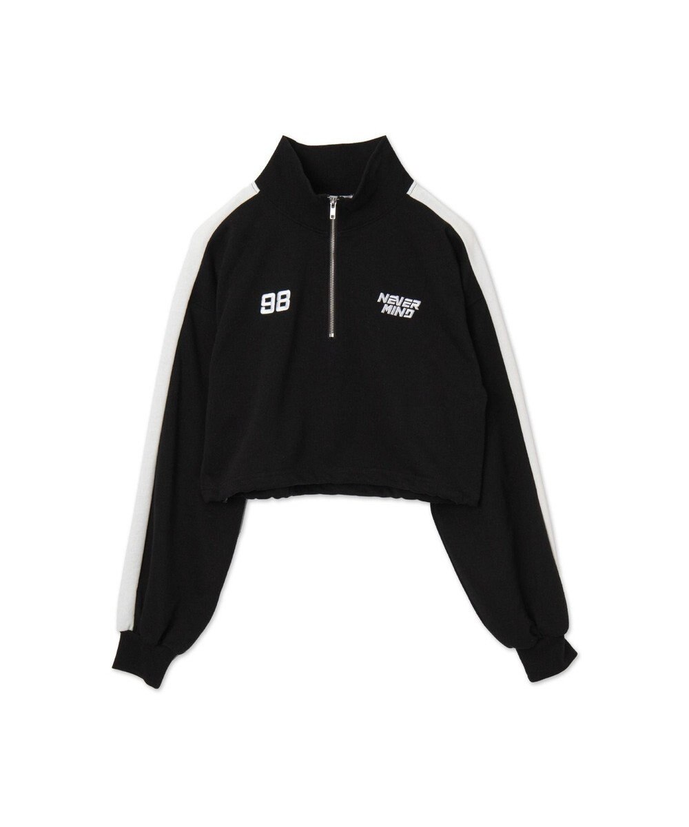 WEGO 刺繍ハーフジップショートスウェット 