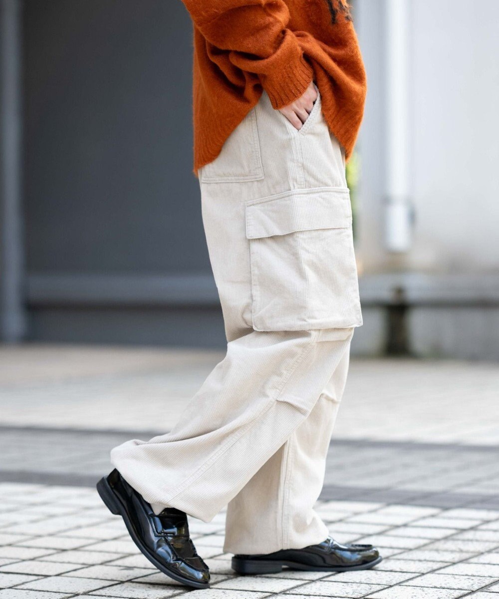 WEGO 【ウエストゴム/MLサイズ展開】イージーコーデュロイカーゴパンツ 