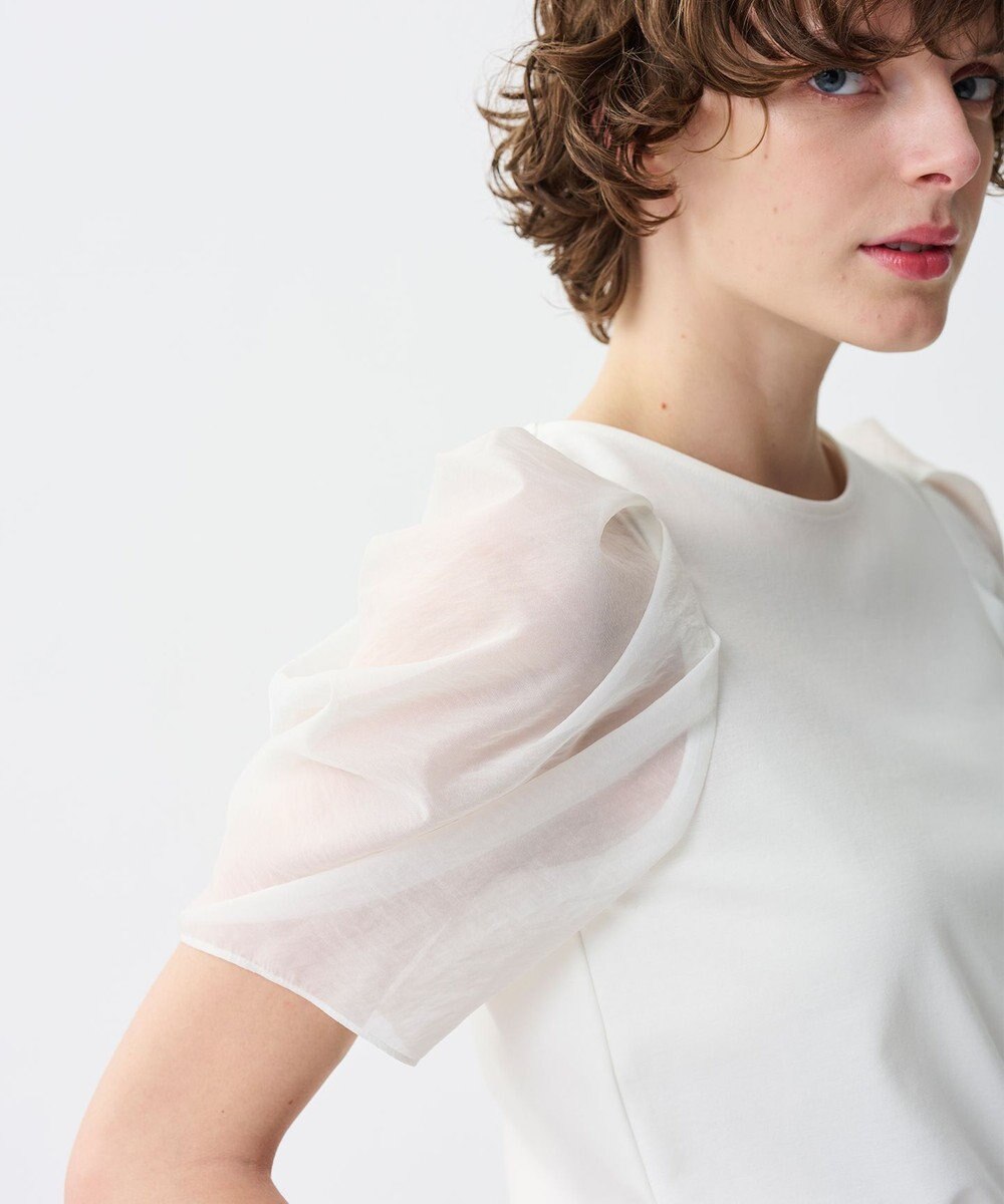 uncrave ダブルフェイスジャージー オーガンジーコンビトップス 