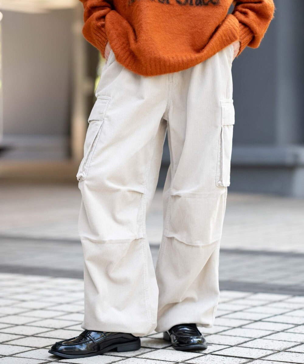 WEGO 【ウエストゴム/MLサイズ展開】イージーコーデュロイカーゴパンツ 