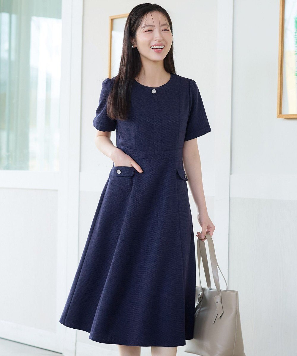 Tiaclasse 半袖サマーツイードワンピース 