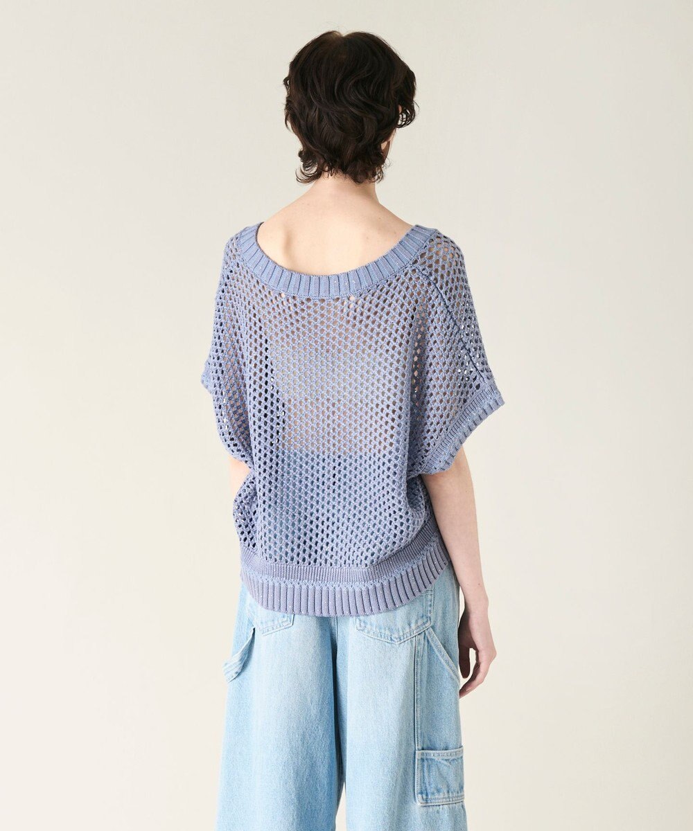 GRACE CONTINENTAL メッシュVネックニットトップ 