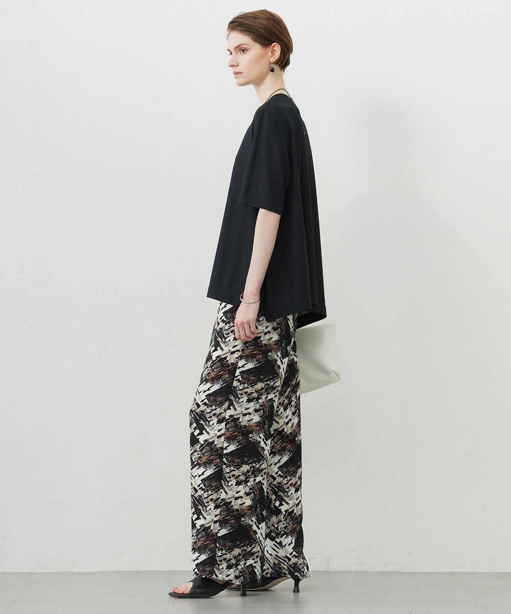 ICB L 【洗える】 ブラッシュプリント ワイドパンツ 