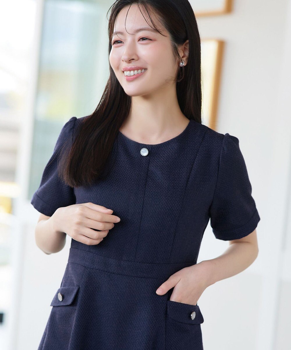 Tiaclasse 半袖サマーツイードワンピース 