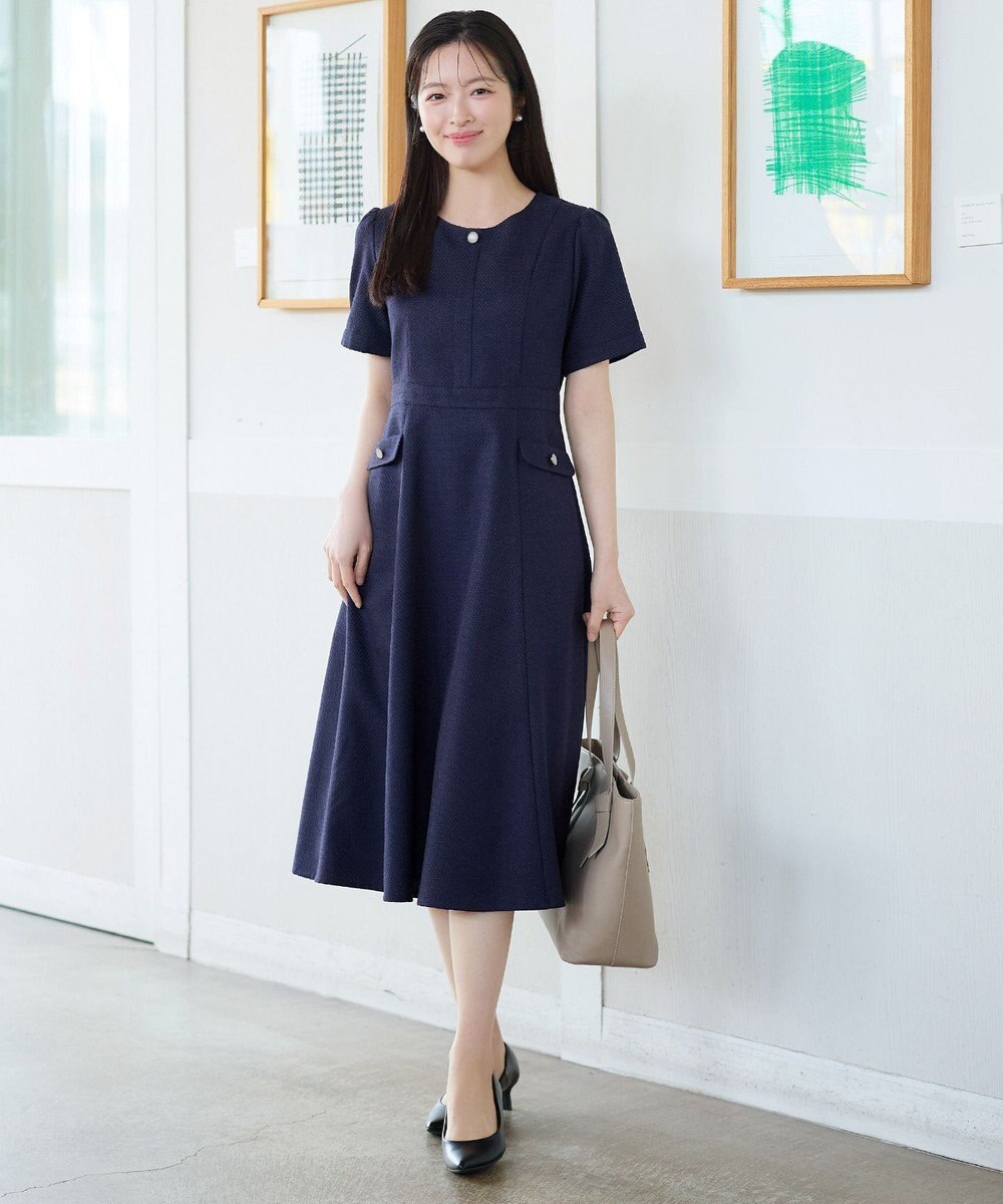 Tiaclasse 半袖サマーツイードワンピース 