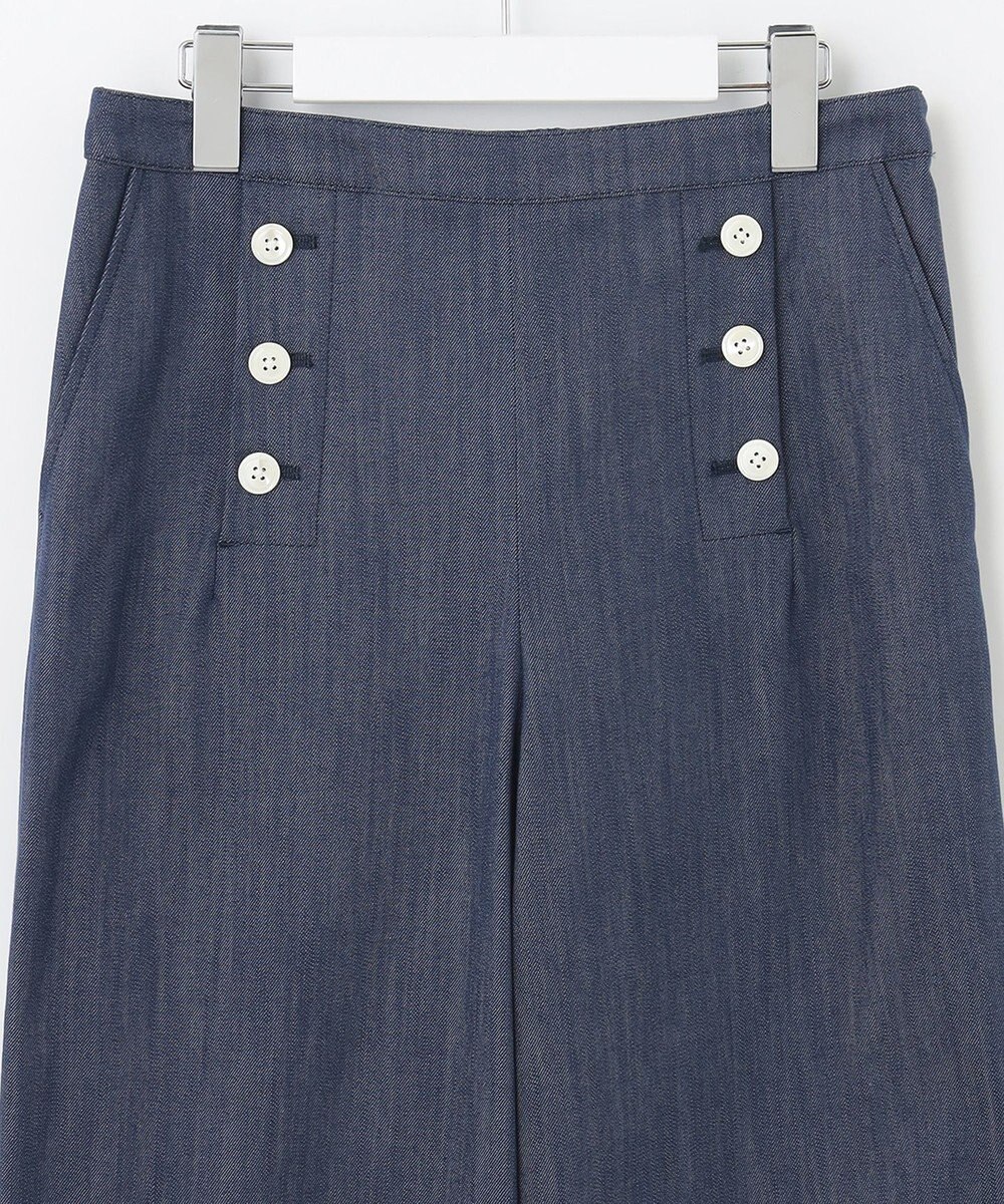 J.PRESS LADIES 【洗える】セルロースシャンブレー セミワイド マリン パンツ 