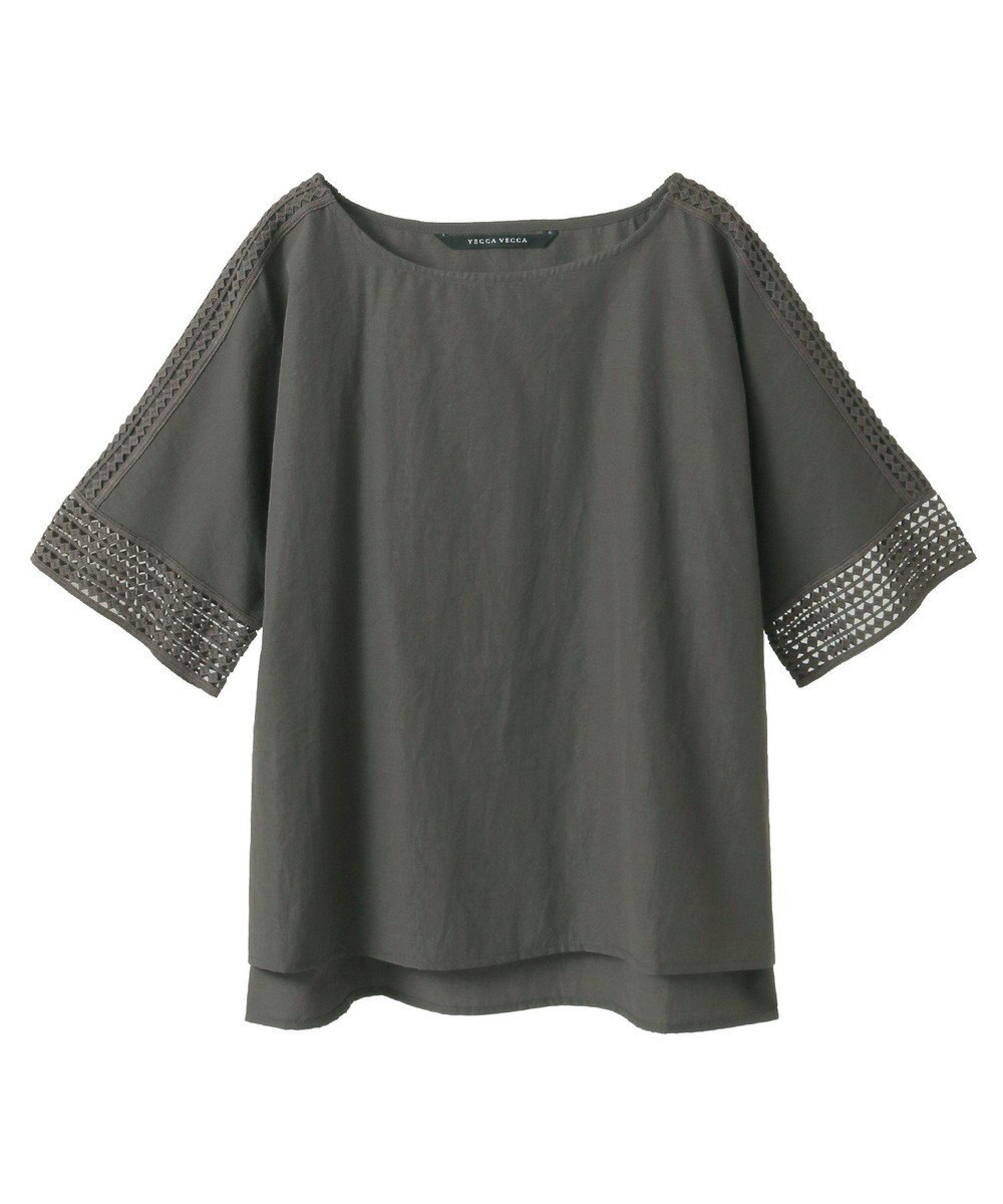 YECCA VECCA レースMIXドルマンブラウス 