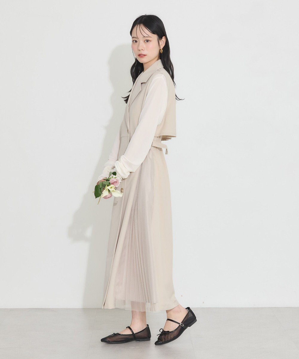 earth music&ecology サイドプリーツジレンチ 