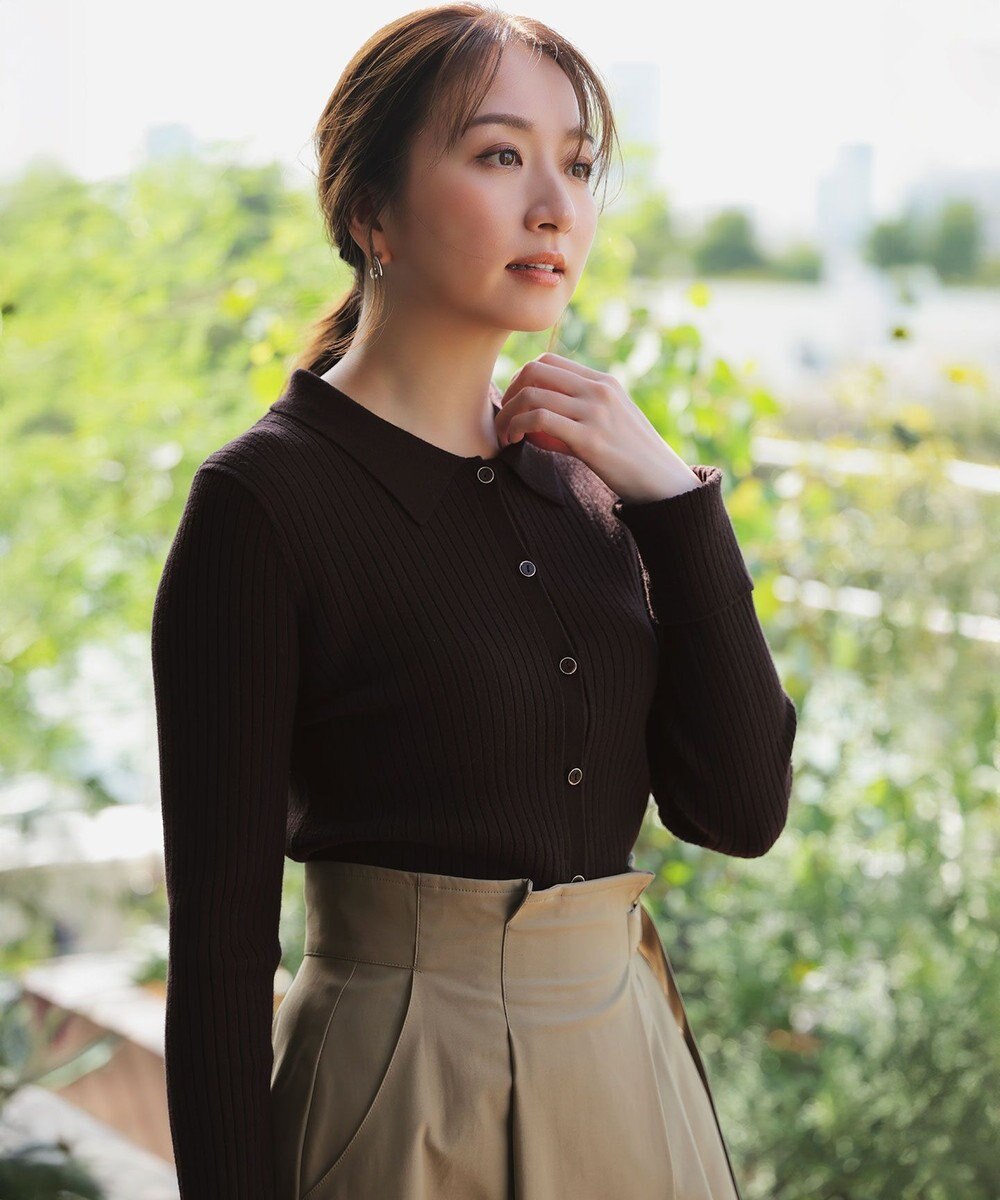 ANY SIS S CICA加工 襟デザイン ニット 