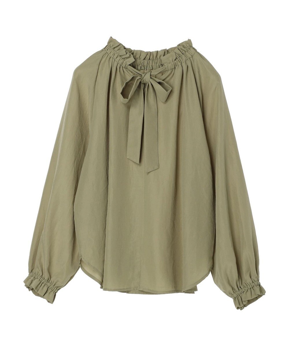 Green Parks スタンドフリルボウタイブラウス 