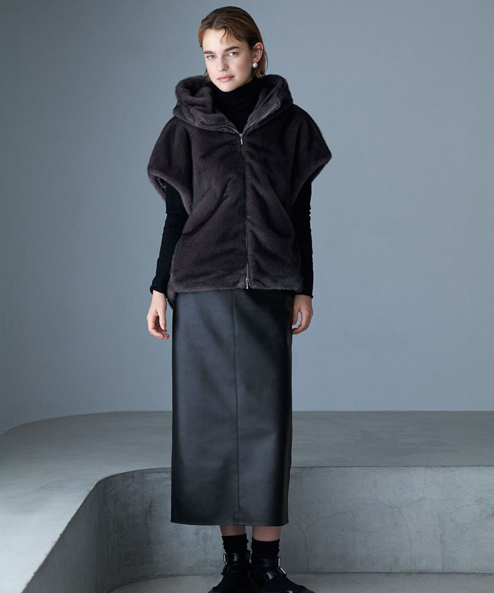 ICB 【洗える】ミンクライクファー フーディジレ コート 