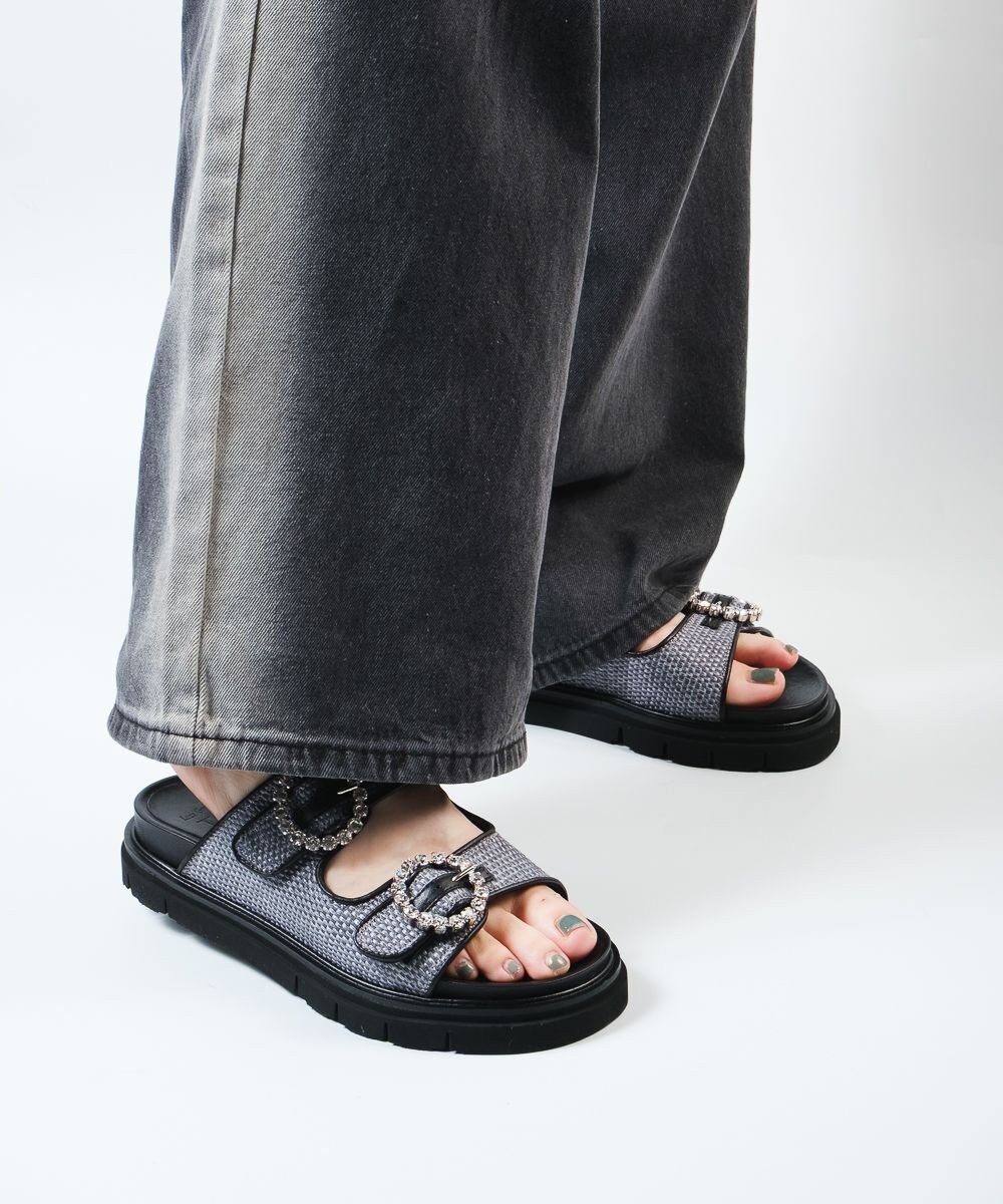 BONTRE 【LucaGrossi/ルカグロッシ】ビジュー厚底ラフィアサンダル/ L116S-VS 