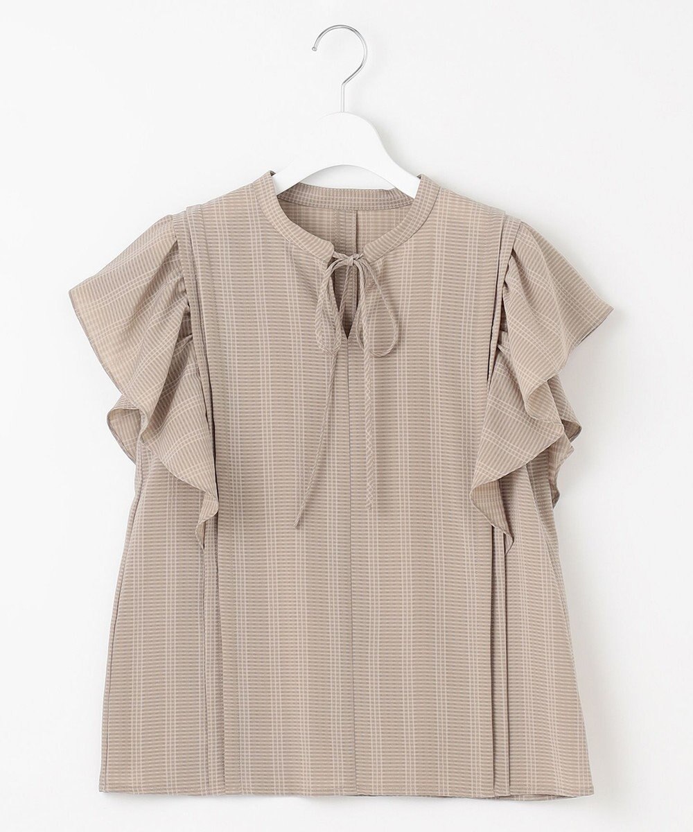 Feroux 【洗える】シャドーチェック ブラウス 